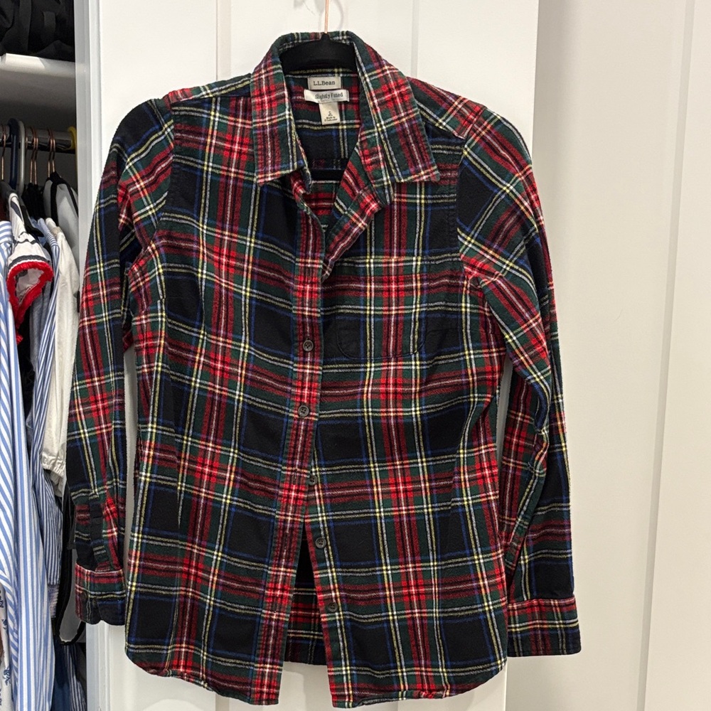 L.L. Bean Red and Blue Plaid Button Down Shirt